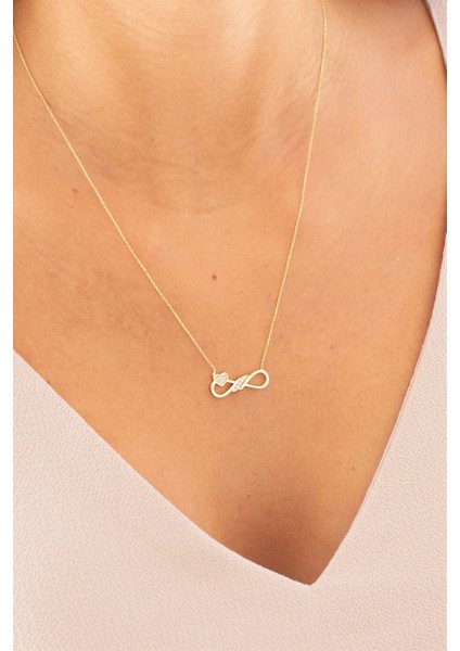 Zarif Kalp ve Sonsuzluk Detaylı Altın Kolye fiyatları