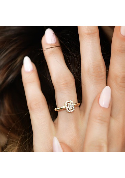 14 Ayar Altın Baget Çift Taşlı Yüzük fiyatları