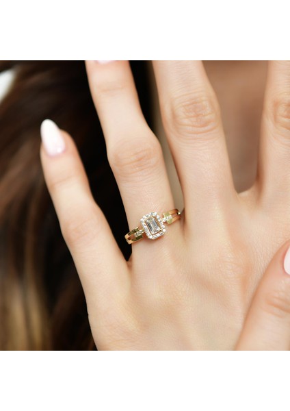 14 Ayar Altın Ince Baget Taşlı Yüzük fiyatları