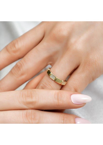 14 Ayar Altın Parıltı Taşlı Yüzük fiyatları