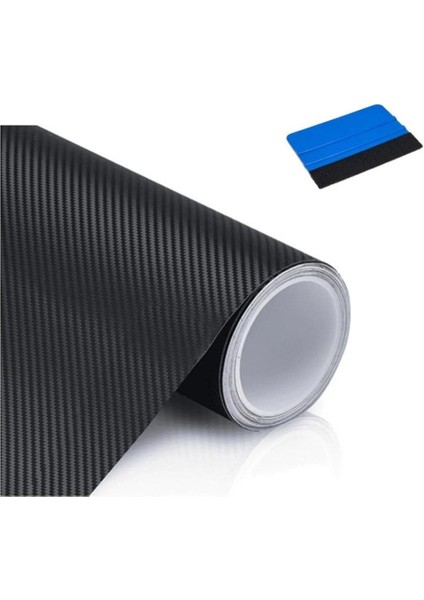 Hava Kanallı Siyah Karbon Kaplama Folyosu 152 cm x 50 cm + Keçeli Ragle