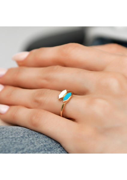 14 Ayar Altın Çift Renkli Mineli Yüzük fiyatları