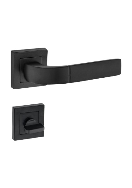 Nergis Kol Kare Rozetli Siyah Wc Kapı Kolu