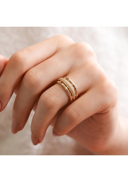 Zarif Tasarım Tamtur Altın Yüzük 14 Ayar modelleri