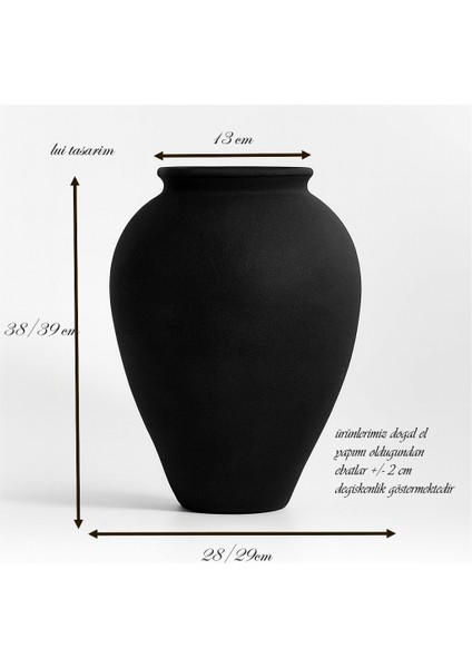 Siyah Stoneware Dokulu 38CM Toprak Vazo El Yapımımodern Doğal Görünüm fiyatları