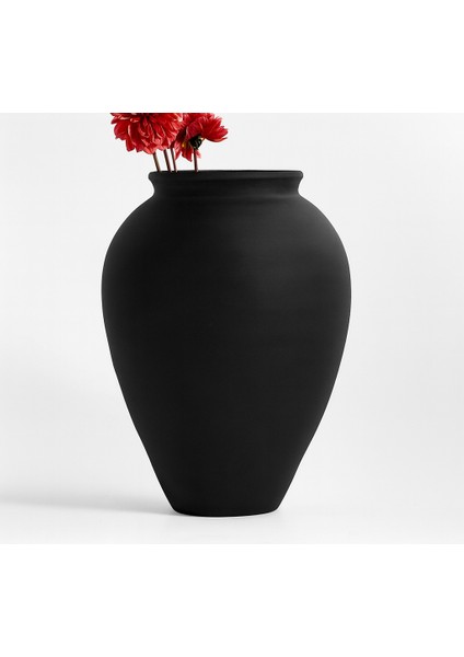 Siyah Stoneware Dokulu 38CM Toprak Vazo El Yapımımodern Doğal Görünüm fırsatları