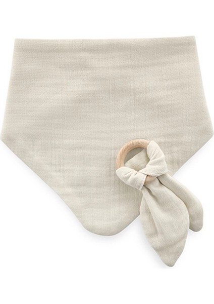 Çocuk Ahşap Diş Kaşıyıcılı Bürümcük Müslin Önlük 736 Ekru