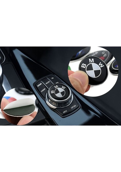 Bmw Uyumlu Joystick Konsol Sticker Arma Logo 2,9 mm 2.9 cm 1 Adet Siyah