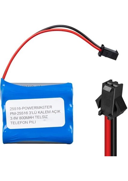 PM-25516 3'lü Aa Kalem Açık 3.6 Volt 800MAH Telsiz Telefon Pili
