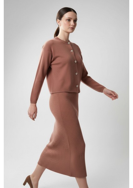 Kadın Hırka Elbise Ikili Takım - Kiremit indirimleri