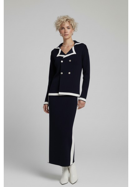 Kadın Triko Ceket Etek Ikili Takım