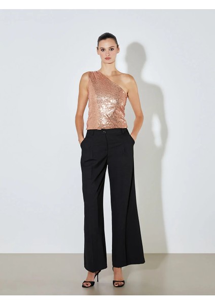 Soulife Sarı Tek Omuz Pul Payetli Bluz fiyatları