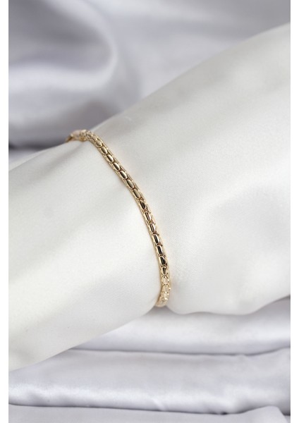 14K Gold Renk Kaplama Zincirli Model cm Kadın Bileklik - Lisinya