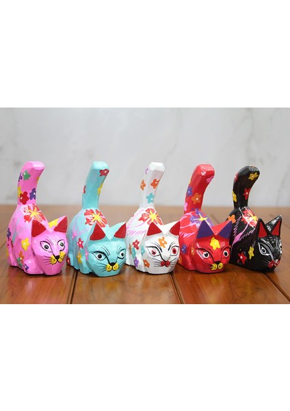 Ahşap 5'li Kedi Seti Polos:11