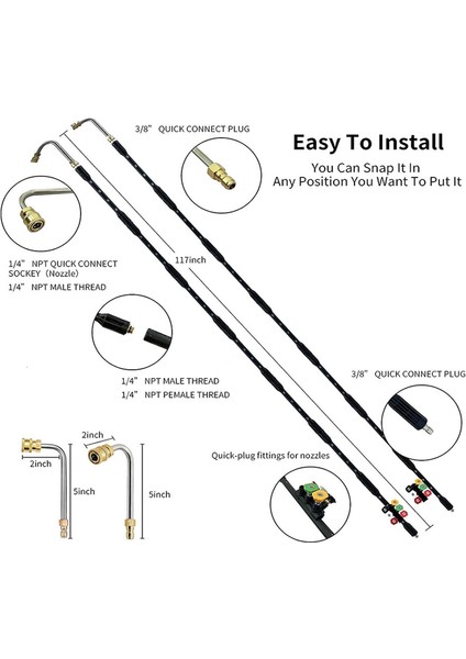Basınçlı Yıkayıcı Uzatma Çubuğu - Oluk Temizleme Aletleri Uzatma Çubuğu Basınçlı Yıkayıcı Yedek Borusu, 1/4 Inç Hızlı Bağlantı (Yurt Dışından) modelleri