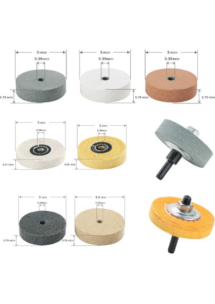 Parlatma Parlatma Tekerleği Seti 3 Inç, Tezgah Parlatıcı/tezgah Taşlama Makinesi Için, Parlatma Tekerleği Deliği 3/8 Inç, Matkap Mil Adaptör Seti (Yurt Dışından) indirimleri