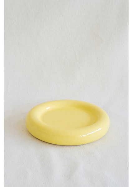 Seramik Küçük Boy Sarı Donut Tatlı Tabağı 14 cm Bulaşık Makinesinde Yıkanabilir