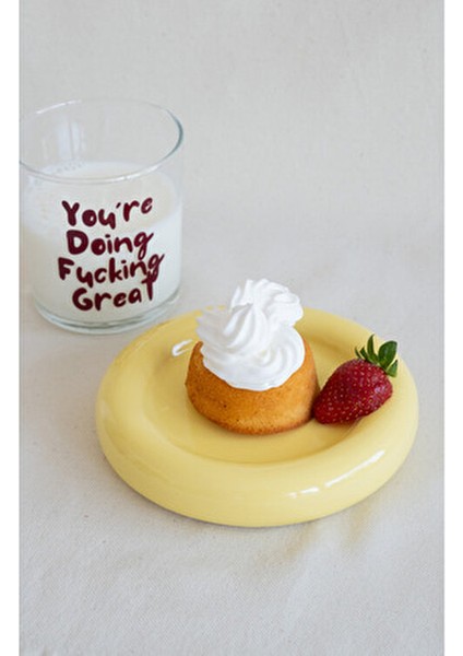 Seramik Küçük Boy Sarı Donut Tatlı Tabağı 14 cm Bulaşık Makinesinde Yıkanabilir