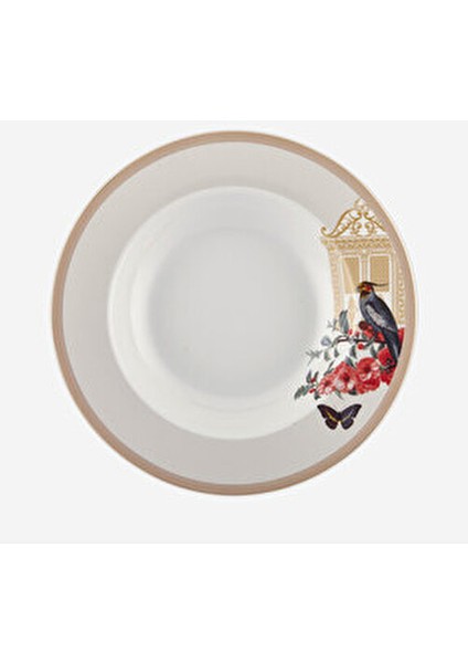 Magic Garden Beyaz Porselen Çukur Tabak 21 cm Çiçek ve Kuş Desenli fiyatları