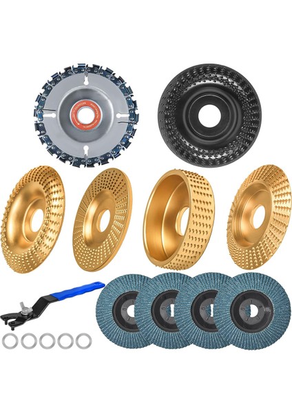 Inç Veya 4 1/2 Inç Açı Taşlama Makinesi Için 11 Adet Ahşap Oyma Diski, Açı Taşlama Makinesi Ahşap Oyma Diski, Ahşap Şekillendirme Taşlama Diski (Yurt Dışından)