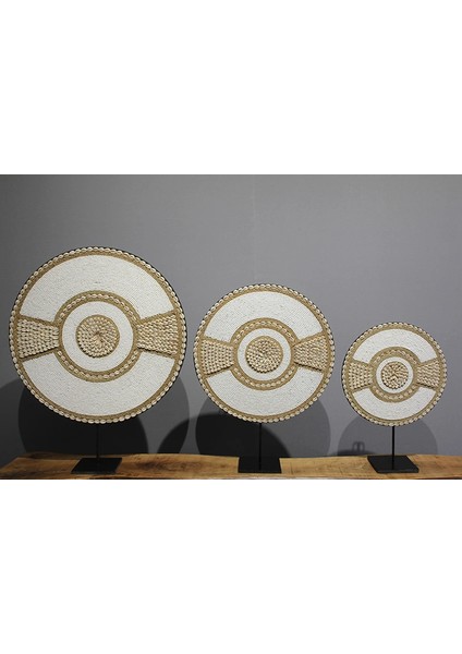 3'lü Deniz Kabuğu Işlemeli Dekoratif Obje 3natural-15