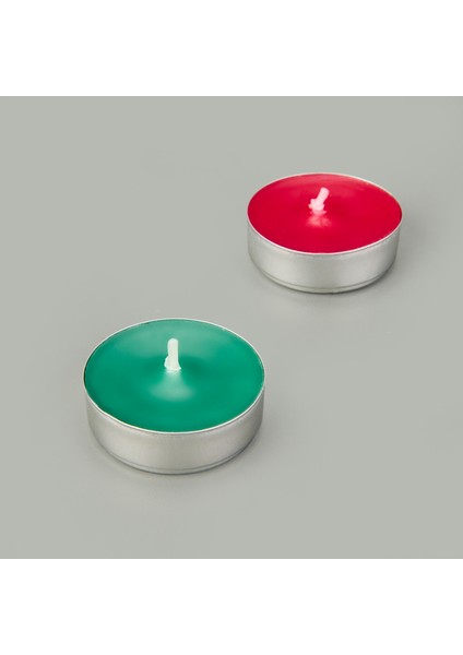 10'lu Tealight Mum - Kırmızı / Yeşil - 3,8 cm modelleri
