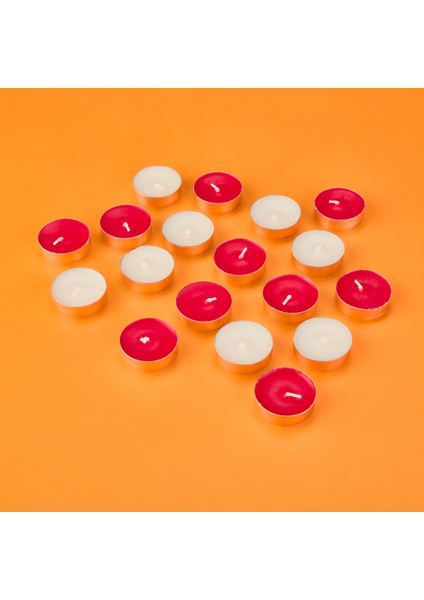 50'li Tealight Mum - Kırmızı / Beyaz - 3,8 cm fiyatları