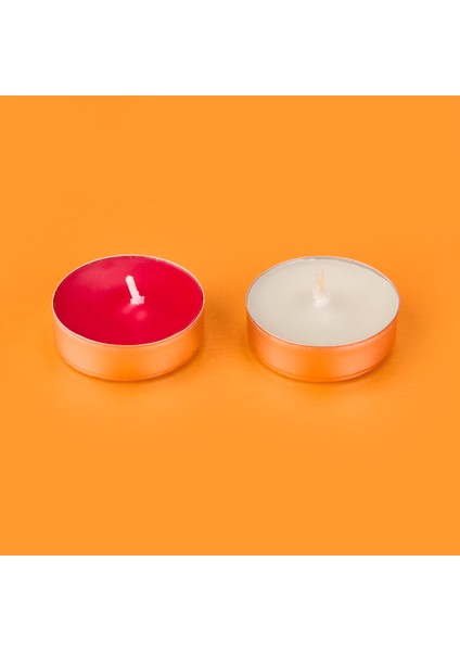 50'li Tealight Mum - Kırmızı / Beyaz - 3,8 cm modelleri