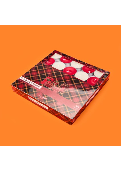 50'li Tealight Mum - Kırmızı / Beyaz - 3,8 cm fırsatları