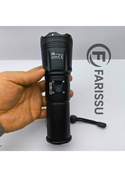 100W Lazer LED El Feneri - 2200 Metre Menzil, 7200MAH Powerbank Özellikli, Dijital Göstergeli ve 5 Mod