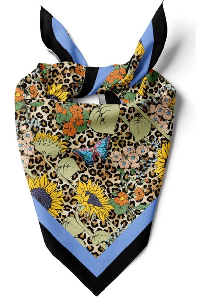 B96 Kadın Sarı Çiçek Desenli 50X50 Bandana
