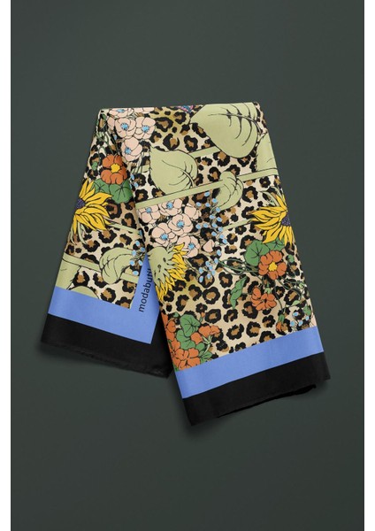 B96 Kadın Sarı Çiçek Desenli 50X50 Bandana