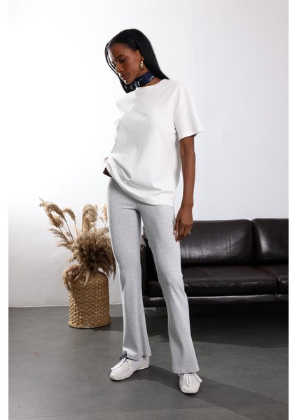 Ekru Bisiklet Yaka Oversize Tişört 4031 fiyatları