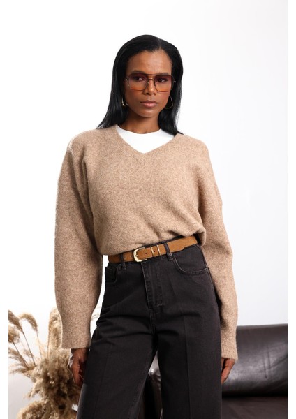 Camel V Yaka Triko Kazak 7037 modelleri