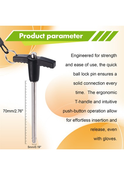 Saplı Hızlı Çıkarma Pimi 0,2 Inç Çap, Basmalı Düğmeli Askı Kablosu ile Paslanmaz Çelik Bilyalı Kilit Pimi (Yurt Dışından) fırsatları