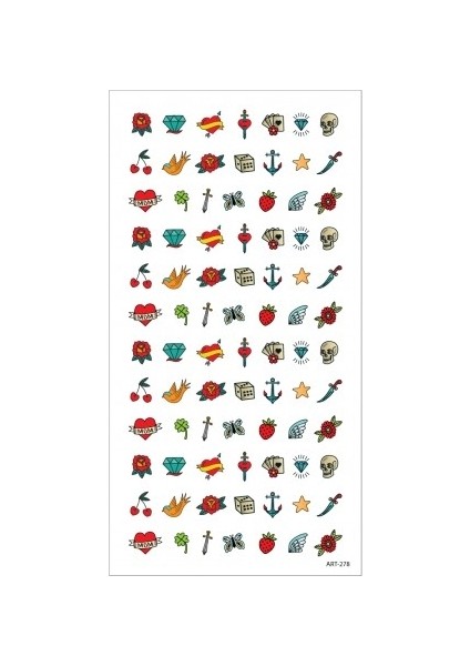 Artikel Old School Tırnak Dövmesi, Tırnak Tattoo, Nail Art, Tırnak Sticker