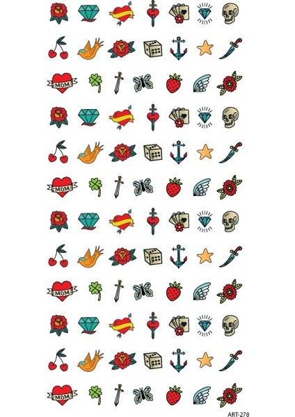 Artikel Old School Tırnak Dövmesi, Tırnak Tattoo, Nail Art, Tırnak Sticker modelleri