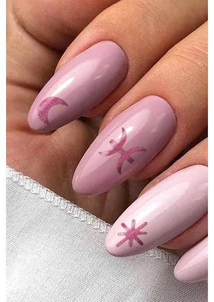 Artikel Fuşya Burçlar Metalik Tırnak Sticker, Nail Sticker, Nail Art