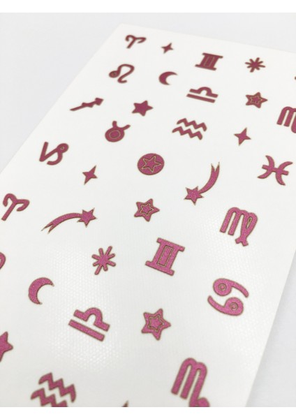 Artikel Fuşya Burçlar Metalik Tırnak Sticker, Nail Sticker, Nail Art