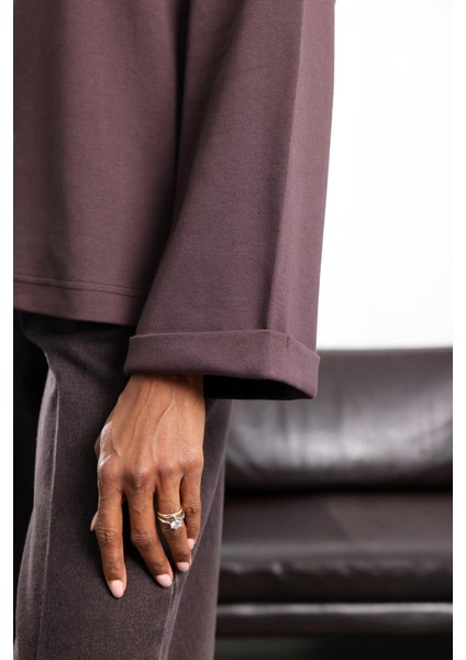 Acı Kahve Duble Kol Basic Tişört 2625