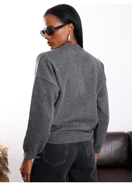 Antrasit Dört Düğmeli Triko Kazak 251128 indirimleri