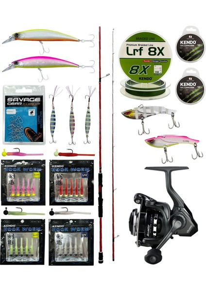 Yekoutdoor Lrf-Spin Seti Okuma Red Spin 8'0'' 243 cm 7-28 gr 2 Parça&okuma Acuador 2500A Olta Makinesi