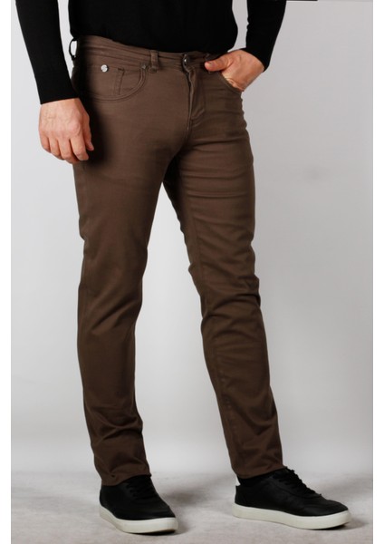 Erkek Chino Pantolon Gabardin Slim Fit Dar Kesim Vizon 2160