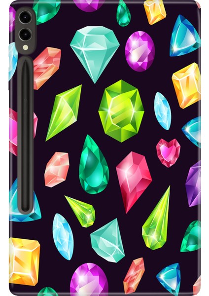 Samsung Galaxy Tab S9+ Plus SM-X810 12.4" Kılıf Tablet Için Desenli Silikon Kapak - Elmaslar