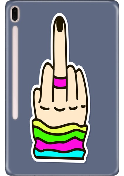 Samsung Galaxy Tab S7 SM-T870 11" Kılıf Tablet Için Desenli Silikon Kapak - Orta Parmak