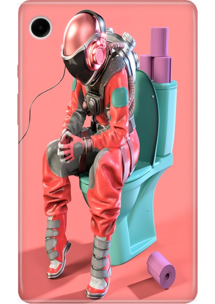 Samsung Galaxy Tab A9 SM-X110 8.7" Kılıf Tablet Için Desenli Silikon Kapak - Retro Astronot