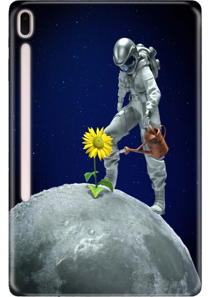 Samsung Galaxy Tab S7 Plus SM-T970 12.4" Kılıf Tablet Için Desenli Silikon Kapak - Astronot Popart