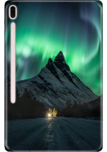 Samsung Galaxy Tab S7 Plus SM-T970 12.4" Kılıf Tablet Için Desenli Silikon Kapak - Kuzey Işıkları