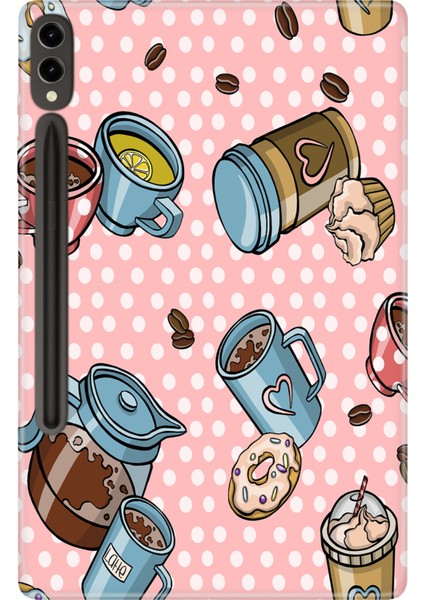 Galaxy Tab S9 Fe Plus+ SM-X610 12.4" Kılıf Tablet Için Desenli Silikon Kapak - Kahve Molası