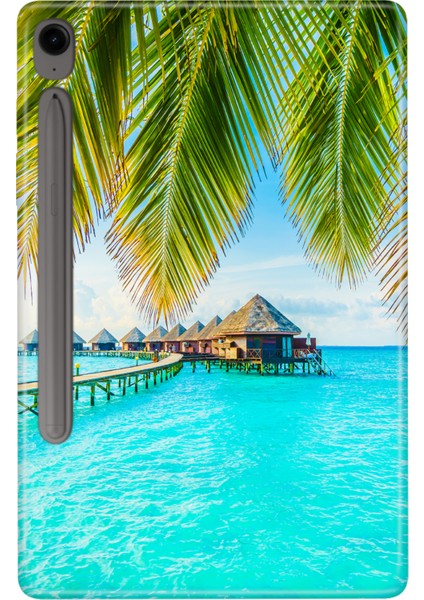 Samsung Galaxy Tab S9 SM-X710 11" Kılıf Tablet Için Desenli Silikon Kapak - Maldiv